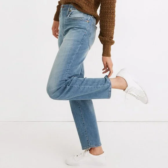 MADEWELL PULL-ON JEANS HIGH-RISE ELASTIC WAIST TAPERED LEG STRETCH DENIM sz 27 - Picture 2 of 8